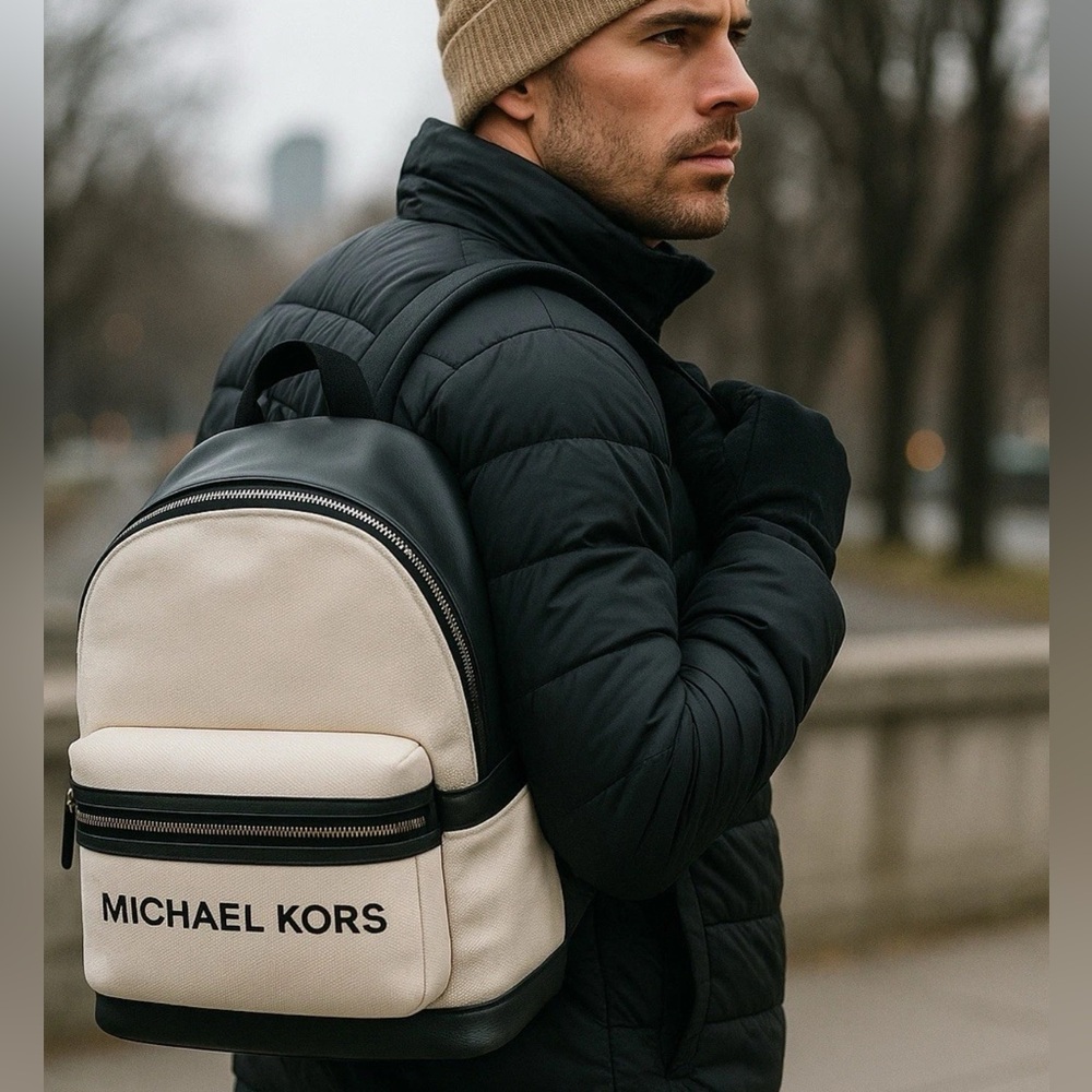 Michael Kors Cooper Canvas dome Backpack NWT new with tag white - Picture 14 of 15
